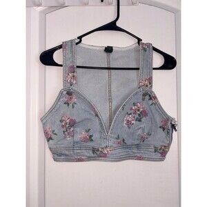 Women’s Wild‎ Fable denim cropped Bralette Vest S EUC